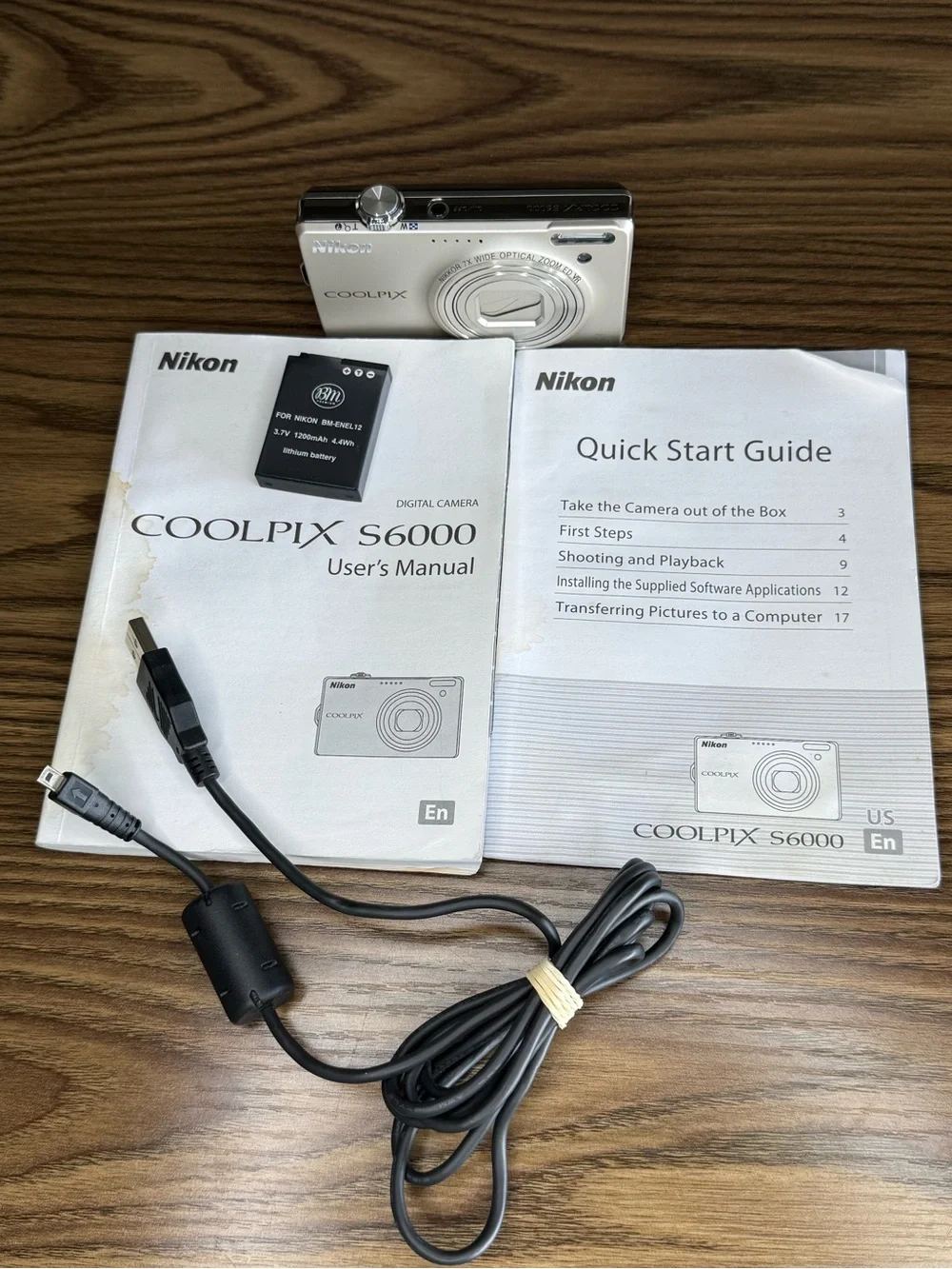 Nikon Coolpix S6000-Silver-Working-New Batteries/Charger-Manuals-Cables